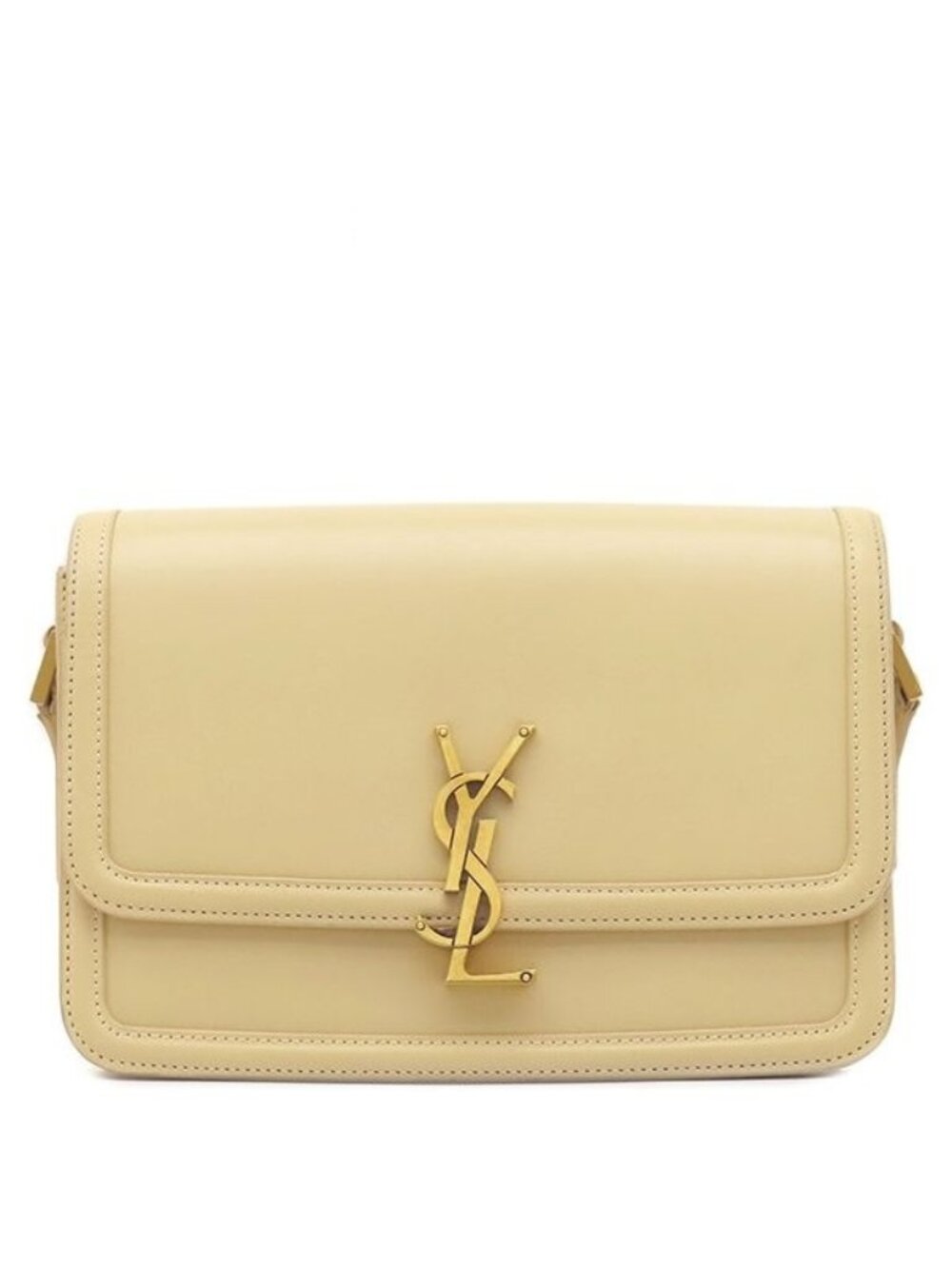 Saint Laurent Shoulder Bag Solferino Calfskin Beige Matte Gold YSL Logo Plate